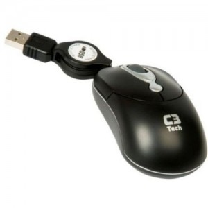 Mouse C3Tech MS3208-2 USB Mini Retrátil Preto ( 800 DPI)