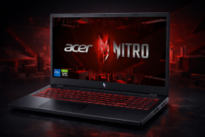 Notebook Gamer Acer Nitro V15 RTX 3050 aberto tela 144Hz